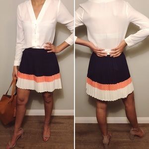 Color Block Pleated Skirt (NWOT)